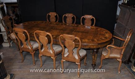 Walnut Table and Chairs - Queen Anne and Victorian Dining Tables